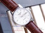 Perfect Replica Longines White Sand Dial Index Markers Stainless Steel Bezel 40mm Men's Watch